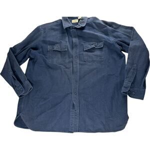 LL Bean Mens Button Up Shirt Blue XL Cotton Long Sleeve Full Button Collared